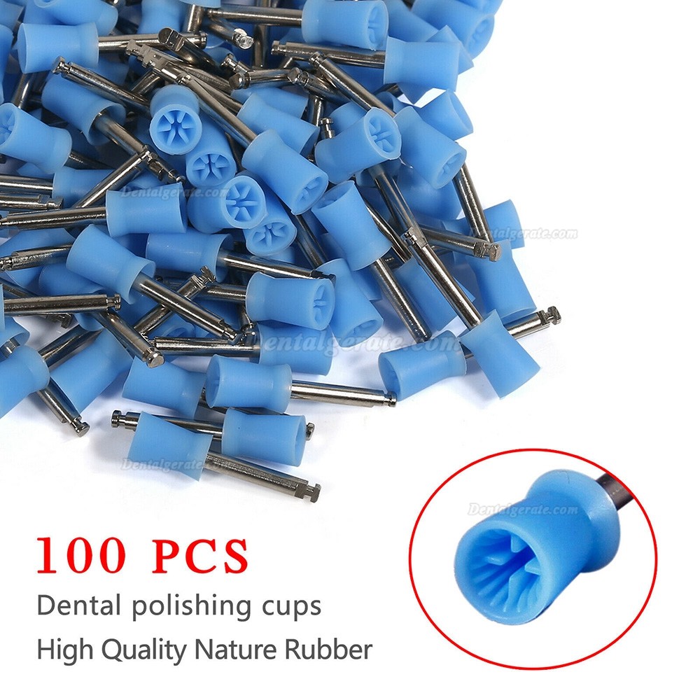 100St Zahnprophy-Cup Blauer Polierkopf , Polierb&uuml;rste aus Gummi